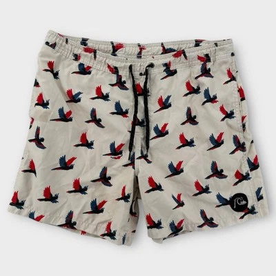 Pantalones Cortos de Voleibol Quiksilver Para Hombres XL Estampado de Pájaros Bañador Loro Gráfico Beige AOP Foto 1 de 4