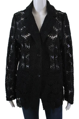 Berek Womens Two Button Notched Lapel Floral Lace Blazer Jacket Black Size Large - Image 1 of 4