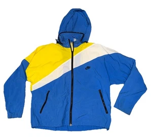 Vintage 80-90’s Nike Trainingsjacke Neon Gelb Blau Colorblock Herren XL Lesen - Bild 1 von 16