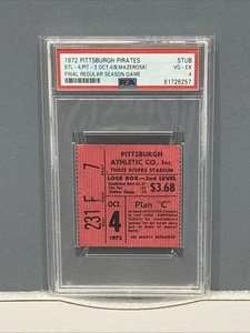 1972 Pirates -- Bill Mazeroski final regular season game -- PSA 4 Ticket Stub - Picture 1 of 1
