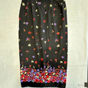 Kasper Midirock Damen Größe 14P Schwarz Blumenmuster Fließend Bohemian Elegant Zierlich - Bild 1 von 9