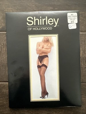 Vintage Shirley of Hollywood White Nylon Sheer Stockings Fits 8.5-11 NEW - Image 1 of 4