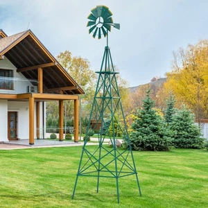 8 ft All-Weather Metal Wind Mill w/ 4 Support Legs Decorative Weathervane - Picture 1 of 7