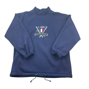 McNeal vintage Fleece Pullover St. Moritz Sweater Gr. L Blau - Ecole Du Ski FL1 - Bild 1 von 5