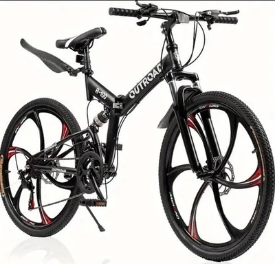 Bicicleta de Montaña Plegable 26" Suspensión Completa, Doble Freno de Disco Llantas de Acero de Aleación EE. UU. Foto 1 de 2