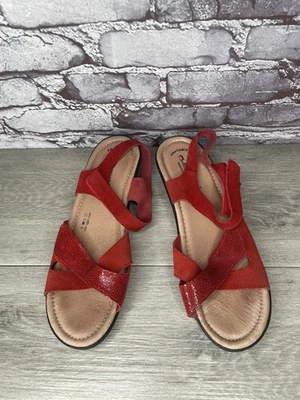 FLEXUS by Spring Step Red Suede Strappy Comfort Sandals Women Sz 42EU/11M US - Image 1 of 4