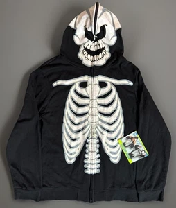 Costume scheletro 2013 full zip cappuccio nero bambino taglia XL (14/16) - Foto 1 di 8