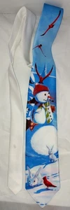 Cravatta uomo vintage RALPH MARLIN PUPAZZO DI NEVE SCENA INVERNALE poliestere USA - Foto 1 di 3