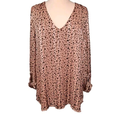 JODIFL Top Mujer 2X Rosa Beige Negro Lunares Brillante Túnica Fiesta Glam Holida Foto 1 de 4