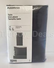 Ikea PUDERVIVA Twin Duvet Cover w/ Pillowcase Set 100% Linen Dark Gray - NEW