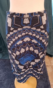 Monsun brandneu mit Etikett blau gemusterter Rock UK Größe 12 UVP £39 - Bild 1 von 4