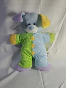 Baby GANZ Blue And Green Polka Dot SNUGGLES Puppy Lovey 13" Rattles Plush Toy - Picture 1 of 7