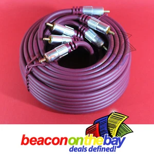 3M Meter 3 RCA to 3 RCA Thick 3 x 6mm AV Cable Audio Video DVD CCTV Gold Plated - Picture 1 of 3