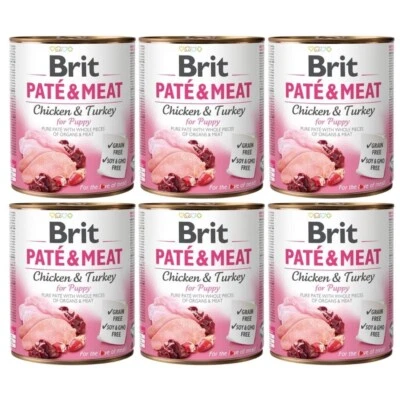 6 x 800 g BRIT Pate&Meat Puppy getreidefrei Pastete mit Huhn, Pute für Welpen - Bild 1 von 2
