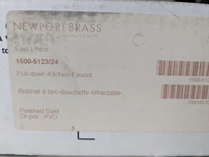 Newport Messing 1500-5123/24 breite herunterziehbare Küchenarmatur poliertes Gold - Bild 1 von 3