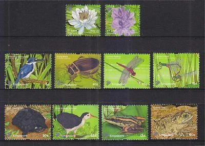 SINGAPORE 2011 POND LIFE (LOWER VALUE) ORIGINAL PRINT 2011A COMP. SET 10 STAMPS - Image 1 of 3