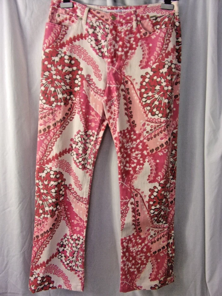 Preciosos Jeans Escada Sport Rosa Frambuesa Abstracto Floral Algodón 40 Foto 1 de 4