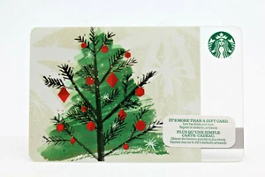 Starbucks Coffee 2015 Gift Card Christmas Tree  Red Ornaments Zero Balance  - Imagen 1 de 12