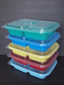 Set of 5 TASTY Bento Food Compartment STORAGE CONTAINERS Meal Prep RAINBOW Kids - Picture 1 of 13