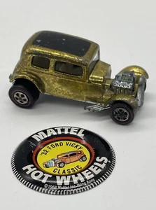 Vintage 1968 Classic ‘32 Ford Vicky Hot Wheels Diecast Toy Car Gold 1932 Button - Picture 1 of 14