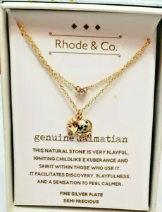 Kohl's Rhode & Co. Women's Silver Plate Genuine Dalmatian Necklace Elephant - Picture 1 of 3