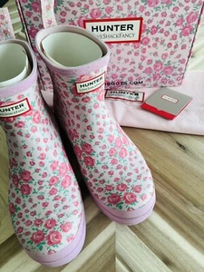 Hunter x Loveshackfancy Rose Heart Play Short Rain Boots Women’s 8 NEW Limited - Picture 1 of 10