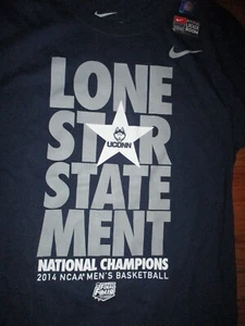 NWT 2014 UCONN HUSKIES Men's Basketball NCAA Champions Locker Room T Shirt Small - Picture 1 of 3