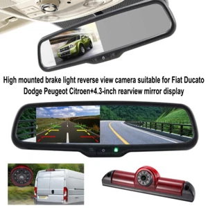 Brake Light Backup Camera 4.3" Mirror Monitor for Fiat Ducato / Peugeot Boxer - Picture 1 of 15