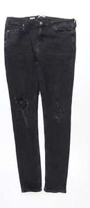 Topman Womens Black Cotton Blend Skinny Jeans Size W36 Extra-Slim - Picture 1 of 12