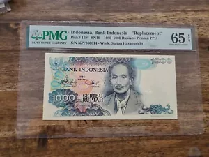 Indonesia 1000 Rupiah 1980 Replacement/Star 🌟 PMG 65 EPQ GEM UNC - Picture 1 of 2