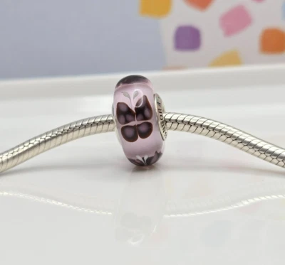 Auténtico Pandora Rosa Beso Mariposa Besos Cristal de Murano Dije Foto 1 de 4