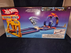 NEW Hot Wheels Ultra Hots Wild Drive Drag Race Track Set With Police & Race Car - Picture 1 of 11