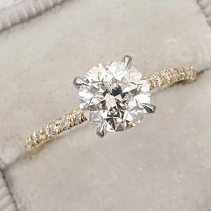 2.49 TCW Round Cut DVVS Moissanite Engagement Ring 14k In Multi-Tone Gold Plated - Picture 1 of 11