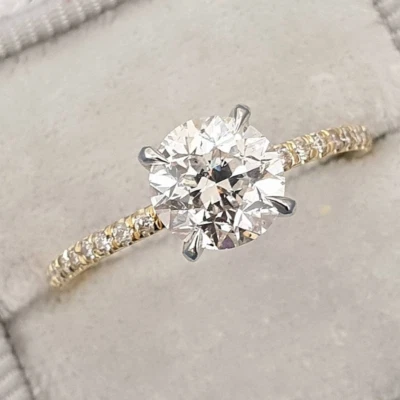 2.49 TCW Round Cut DVVS Moissanite Engagement Ring 14k In Multi-Tone Gold Plated - Image 1 of 4