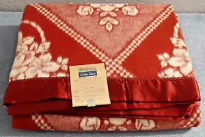Vintage JC Penny's Golden Dawn Red Blanket w/Flower Pattern - Twin 72"x90” - Picture 1 of 3