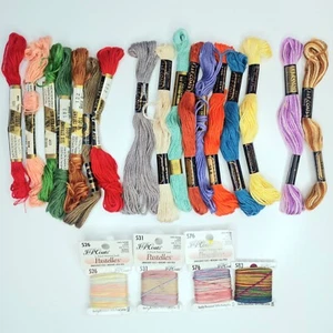 VINTAGE Lot 21 Skeins DMC JP Coats Belding Lily Susan Bates Embroidery Floss - Picture 1 of 5