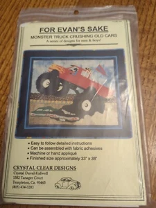 For Evan's Sake Monster Truck Wall Hanging Quilt Pattern 33" x 38" Applique NEW - Picture 1 of 2