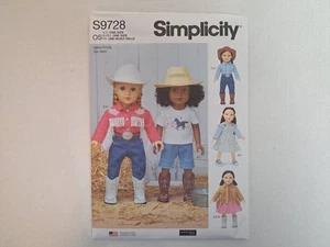 Simplicity Muster - 18" Puppenkleidung (Einheitsgröße) #S9728 - ungeschnitten - Bild 1 von 6