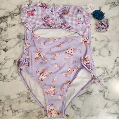Traje de baño floral Decree para mujer talla X-pequeño 1 pieza correas extraíbles *NUEVO* Foto 1 de 4