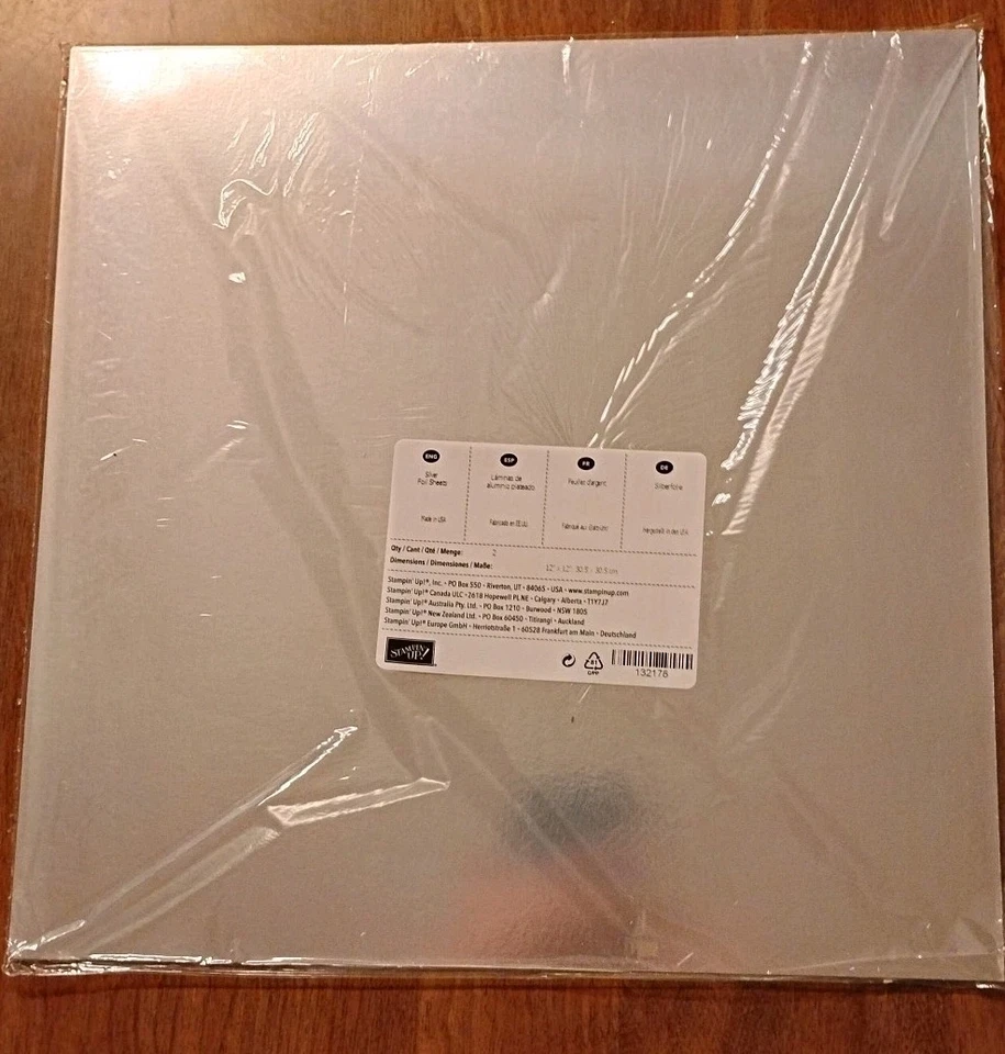 Stampin' Up 12" x 12" SILVER FOIL SHEETS 2 Sheets 132178 - Image 1 of 4