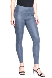 Leggings elásticos de cuero sintético Seven 7 gris bronce tiro alto para mujer S nuevos con etiquetas - Imagen 1 de 6