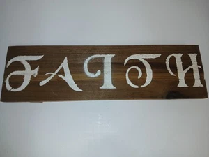 Rustic Farmhouse Wooden “Faith” Wall Sign Decor Handmade - Picture 1 of 5
