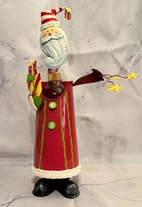 Santa Claus Painted Metal Sculpture Wine Bottle Holder - Picture 1 of 15