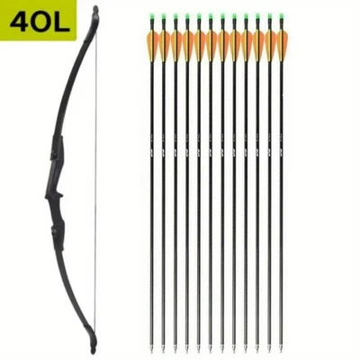 Juego de flechas de arco recurvo de 57 pulgadas 30 lb/40 lb arco de derribo de tiro con arco para mano derecha izquierda Foto 1 de 4