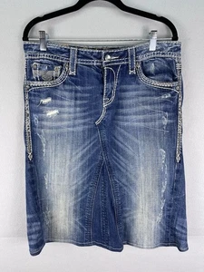 Rara gonna midi vintage Y2K Rock Revival denim Vivian taglia 30 - Foto 1 di 15