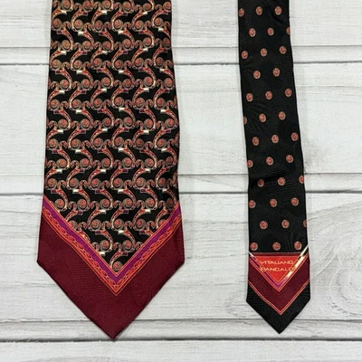 Corbata Vitaliano Pancaldi Roja Azul Negra Geométrica Seda The Forum Italia Foto 1 de 4