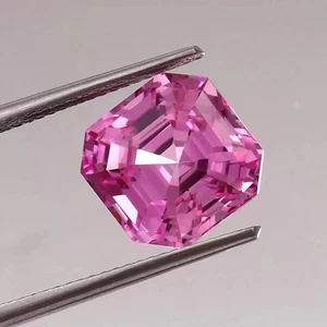 AAA Natural Flawless Ceylon Pink Sapphire Asscher Cut Loose Gemstone 9.70 CT - Picture 1 of 4