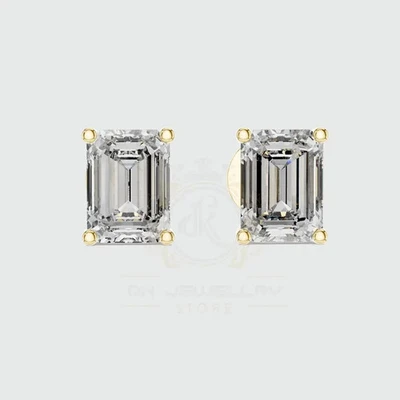 3.30 Ct Emerald Cut Diamond Lab Grown 925 Silver Dangle Earring Gift For Women - Image 1 of 3