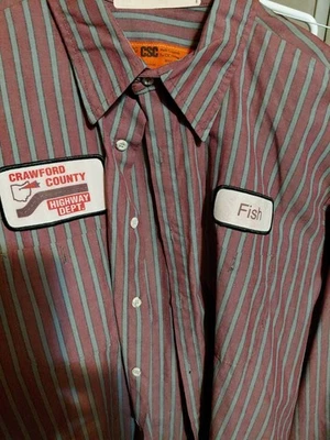 Crawford County Highway Department Fish Uniform Shirt Mens 2XL Recycled Long Slv - Image 1 of 4