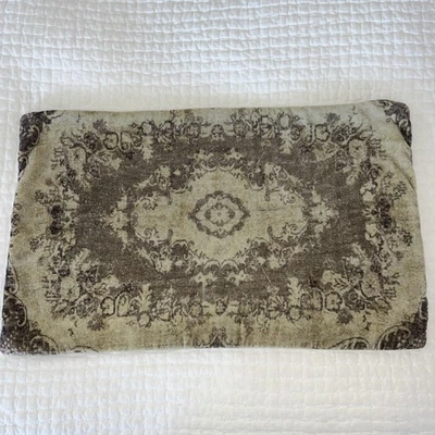 2 POTTERY BARN Pillow Covers Velvet Persian Rug Pattern 16X26 Lumbar Distressed - Image 1 of 4